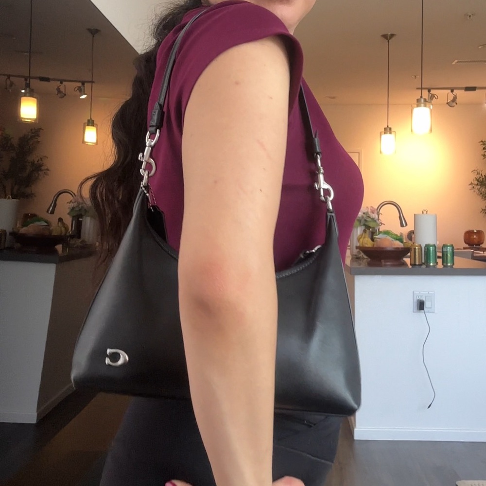 Classic Black Leather Shoulder Bag